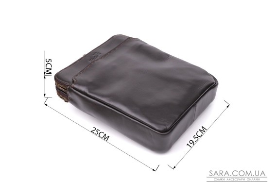 Вертикальна чоловіча сумка через плече із гладкої натуральної шкіри Shvigel 20868_1 Коричневий