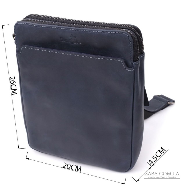 Практична чоловіча сумка через плече із вінтажної натуральної шкіри Shvigel 20867_1 Синій Практична чоловіча сумка через плече із вінтажної натуральної шкіри Shvigel 20867_1 Синій