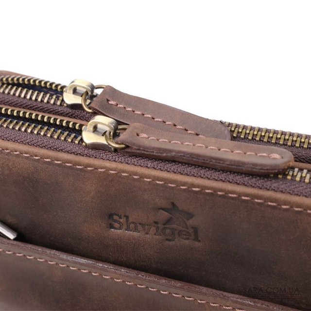 Чоловіча сумка через плече з вінтажної шкіри Shvigel 20866_1 Коричневий Чоловіча сумка через плече з вінтажної шкіри Shvigel 20866_1 Коричневий