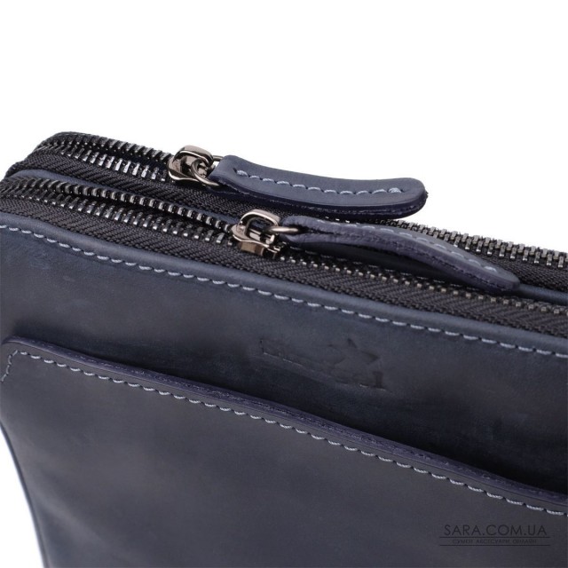 Практична чоловіча сумка через плече із вінтажної натуральної шкіри Shvigel 20867_1 Синій Практична чоловіча сумка через плече із вінтажної натуральної шкіри Shvigel 20867_1 Синій