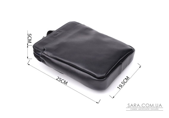 Красива чоловіча сумка через плече з гладкої натуральної шкіри Shvigel 20871_1 Чорний