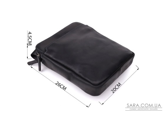 Практична чоловіча сумка через плече з вінтажної натуральної шкіри Shvigel 20870_1 Чорний