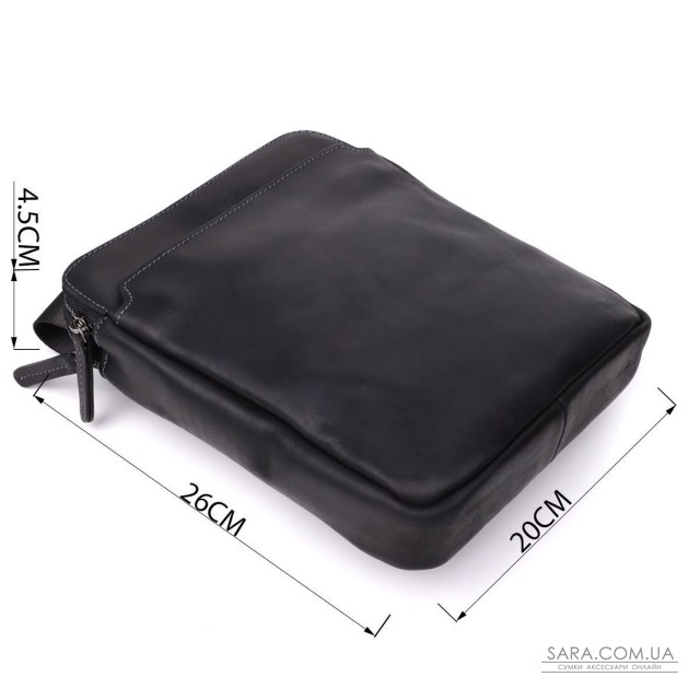 Практична чоловіча сумка через плече з вінтажної натуральної шкіри Shvigel 20870_1 Чорний Практична чоловіча сумка через плече з вінтажної натуральної шкіри Shvigel 20870_1 Чорний