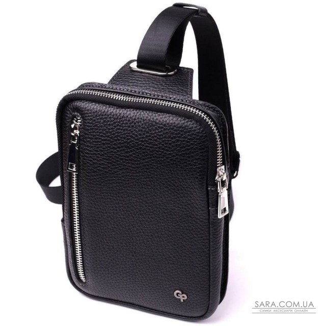 Прямокутна сумка бананка з якісної натуральної шкіри GRANDE PELLE 22877 Чорний Прямокутна сумка бананка з якісної натуральної шкіри GRANDE PELLE 22877 Чорний