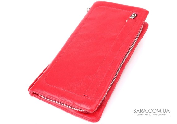 Практичний жіночий гаманець-клатч із відділенням під телефон із натуральної шкіри ST Leather 23100 Червоний