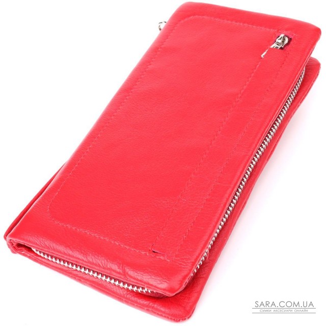 Практичний жіночий гаманець-клатч із відділенням під телефон із натуральної шкіри ST Leather 23100 Червоний Практичний жіночий гаманець-клатч із відділенням під телефон із натуральної шкіри ST Leather 23100 Червоний