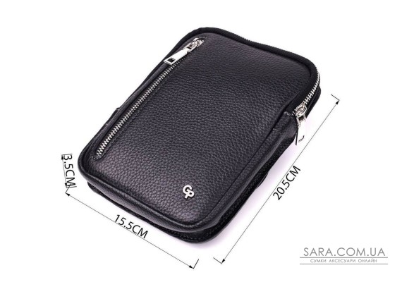 Прямокутна сумка бананка з якісної натуральної шкіри GRANDE PELLE 22877 Чорний