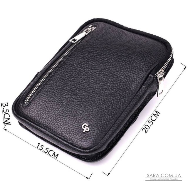 Прямокутна сумка бананка з якісної натуральної шкіри GRANDE PELLE 22877 Чорний Прямокутна сумка бананка з якісної натуральної шкіри GRANDE PELLE 22877 Чорний