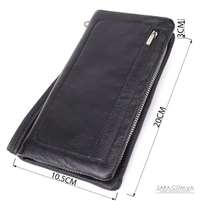 Жіночий шкіряний гаманець-клатч із відділенням під телефон ST Leather 23101 Чорний Жіночий шкіряний гаманець-клатч із відділенням під телефон ST Leather 23101 Чорний