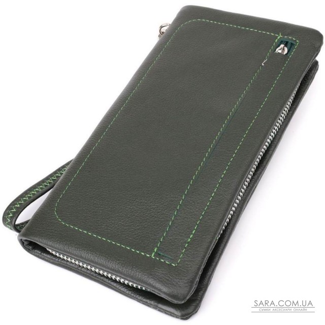 Стильний гаманець для жінок з відділенням під телефон ST Leather 23103 Зелений Стильний гаманець для жінок з відділенням під телефон ST Leather 23103 Зелений