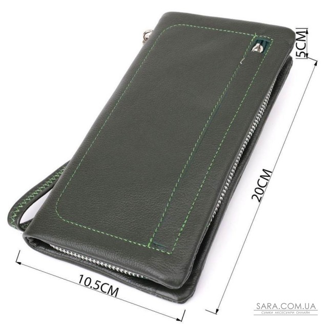 Стильний гаманець для жінок з відділенням під телефон ST Leather 23103 Зелений Стильний гаманець для жінок з відділенням під телефон ST Leather 23103 Зелений