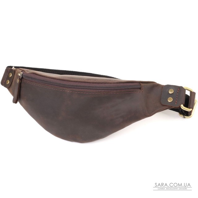 Стильна чоловіча бананка з натуральної вінтажної шкіри Shvigel 23130 Коричневий Стильна чоловіча бананка з натуральної вінтажної шкіри Shvigel 23130 Коричневий