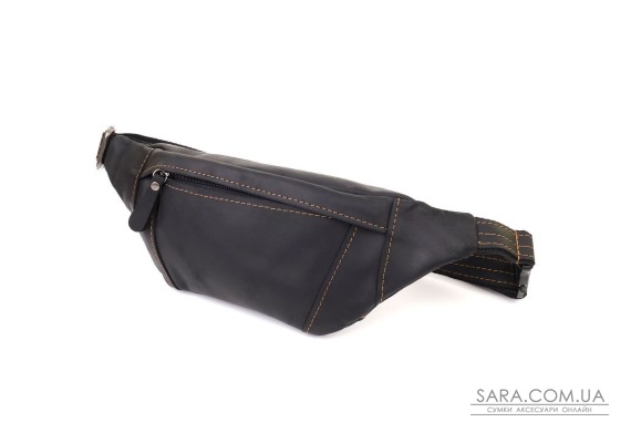 Стильна сумка-бананка для чоловіків із натуральної вінтажної шкіри Shvigel 23120 Чорний