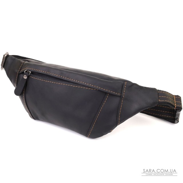 Стильна сумка-бананка для чоловіків із натуральної вінтажної шкіри Shvigel 23120 Чорний Стильна сумка-бананка для чоловіків із натуральної вінтажної шкіри Shvigel 23120 Чорний