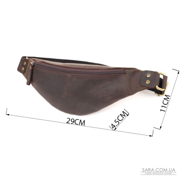 Стильна чоловіча бананка з натуральної вінтажної шкіри Shvigel 23130 Коричневий Стильна чоловіча бананка з натуральної вінтажної шкіри Shvigel 23130 Коричневий