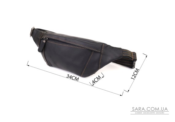 Стильна сумка-бананка для чоловіків із натуральної вінтажної шкіри Shvigel 23120 Чорний