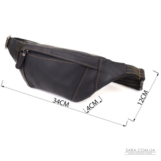 Стильна сумка-бананка для чоловіків із натуральної вінтажної шкіри Shvigel 23120 Чорний Стильна сумка-бананка для чоловіків із натуральної вінтажної шкіри Shvigel 23120 Чорний