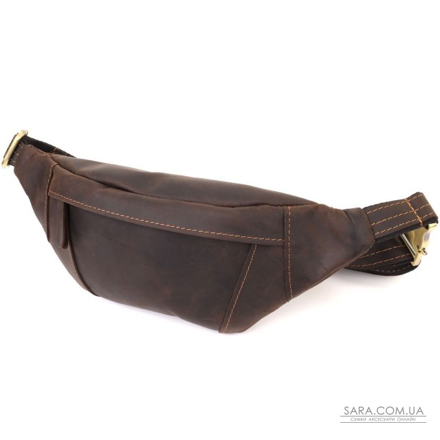 Зручна сумка-бананка для чоловіків із натуральної вінтажної шкіри Shvigel 23121 Коричневий Зручна сумка-бананка для чоловіків із натуральної вінтажної шкіри Shvigel 23121 Коричневий