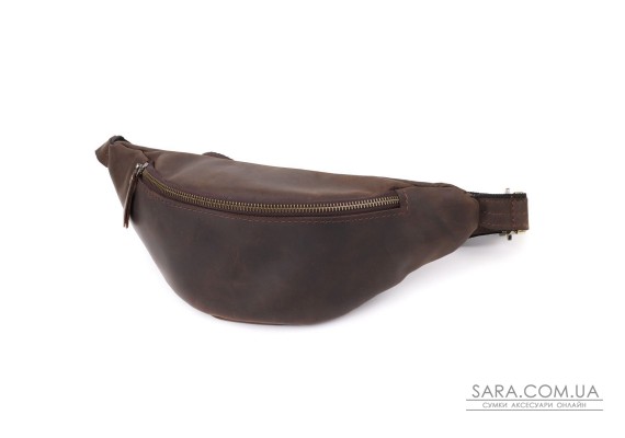 Добротна сумка бананка для чоловіків з натуральної шкіри вінтажної Shvigel 23139 Коричневий