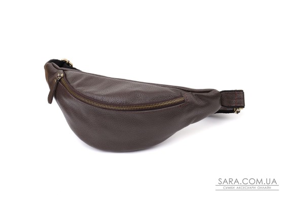 Стильна сумка бананка із зернистої натуральної шкіри Shvigel 23146 Коричневий