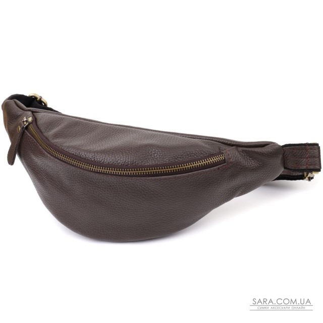 Стильна сумка бананка із зернистої натуральної шкіри Shvigel 23146 Коричневий Стильна сумка бананка із зернистої натуральної шкіри Shvigel 23146 Коричневий