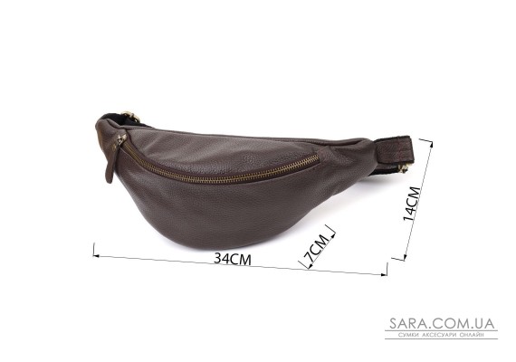 Стильна сумка бананка із зернистої натуральної шкіри Shvigel 23146 Коричневий