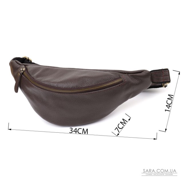 Стильна сумка бананка із зернистої натуральної шкіри Shvigel 23146 Коричневий Стильна сумка бананка із зернистої натуральної шкіри Shvigel 23146 Коричневий