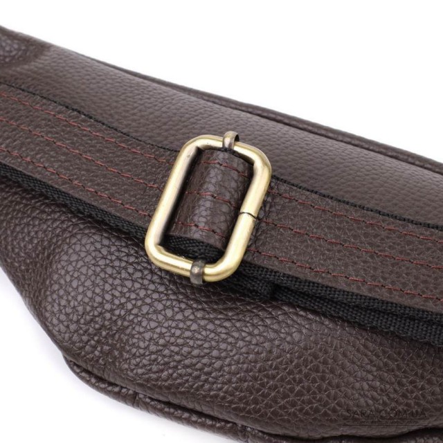 Модна сумка бананка для чоловіків із зернистої натуральної шкіри Shvigel 23137 Коричневий Модна сумка бананка для чоловіків із зернистої натуральної шкіри Shvigel 23137 Коричневий