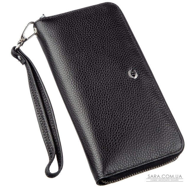 Витончений жіночий гаманець-клатч ST Leather 18852 Чорний Витончений жіночий гаманець-клатч ST Leather 18852 Чорний