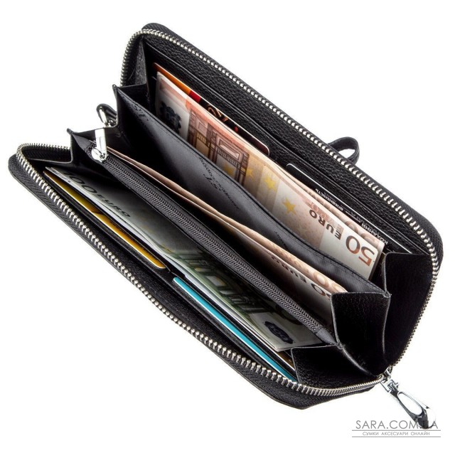 Витончений жіночий гаманець-клатч ST Leather 18852 Чорний Витончений жіночий гаманець-клатч ST Leather 18852 Чорний