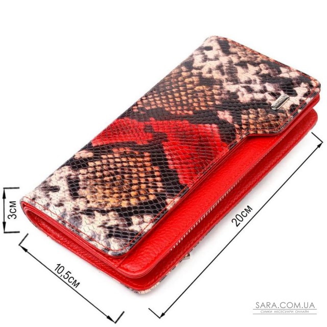 Лаковане портмоне клатч з натуральної шкіри з тисненням під змію CANPELLINI 21541 Різнокольорове Лаковане портмоне клатч з натуральної шкіри з тисненням під змію CANPELLINI 21541 Різнокольорове