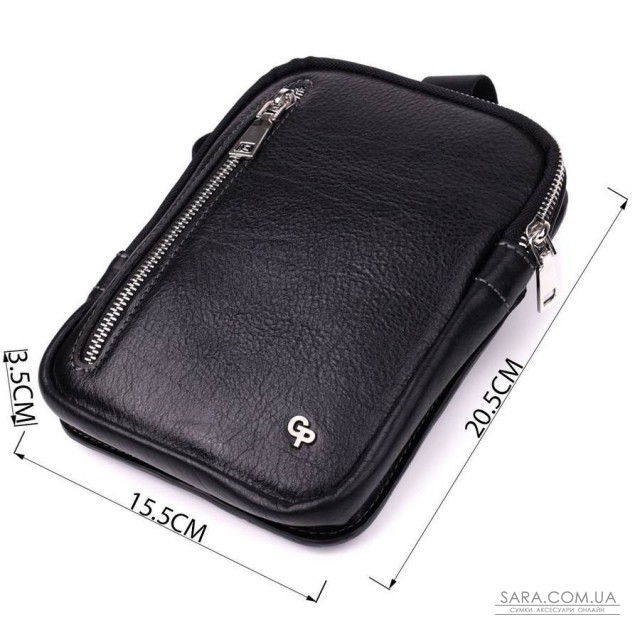 Чоловіча прямокутна сумка бананка із зернистої натуральної шкіри GRANDE PELLE 22879 Чорний Чоловіча прямокутна сумка бананка із зернистої натуральної шкіри GRANDE PELLE 22879 Чорний