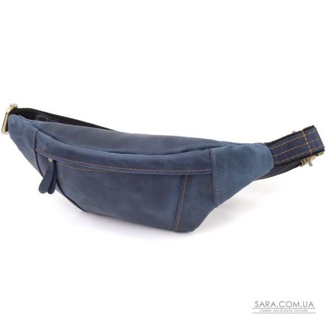 Красива сумка-бананка для чоловіків з натуральної vintage шкіри Shvigel 23123 Синій Красива сумка-бананка для чоловіків з натуральної vintage шкіри Shvigel 23123 Синій