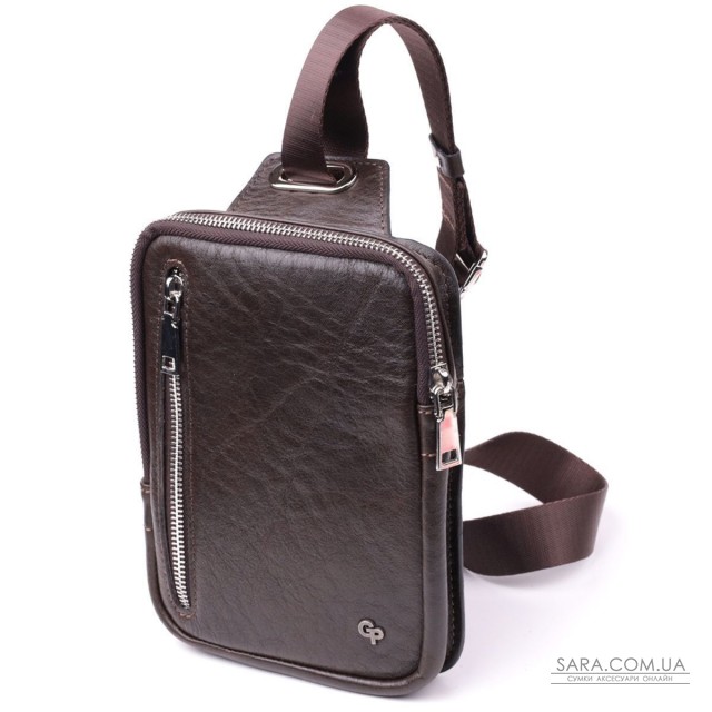 Чоловіча прямокутна сумка бананка з гладкої натуральної шкіри GRANDE PELLE 22880 Коричневий Чоловіча прямокутна сумка бананка з гладкої натуральної шкіри GRANDE PELLE 22880 Коричневий