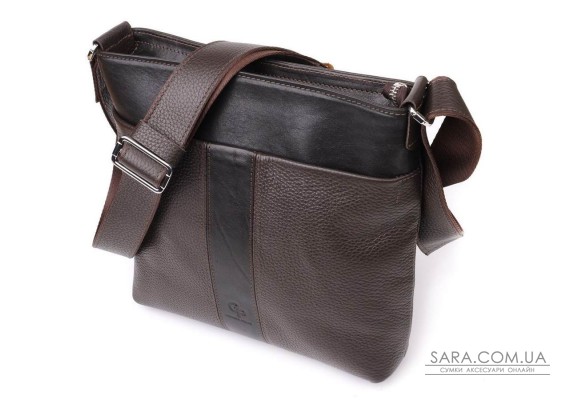 Стильна сумка через плече для чоловіків із натуральної шкіри GRANDE PELLE 22884 Коричневий