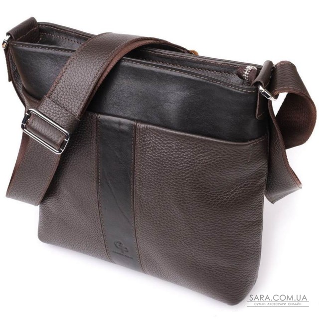 Стильна сумка через плече для чоловіків із натуральної шкіри GRANDE PELLE 22884 Коричневий Стильна сумка через плече для чоловіків із натуральної шкіри GRANDE PELLE 22884 Коричневий