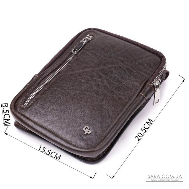 Чоловіча прямокутна сумка бананка з гладкої натуральної шкіри GRANDE PELLE 22880 Коричневий Чоловіча прямокутна сумка бананка з гладкої натуральної шкіри GRANDE PELLE 22880 Коричневий