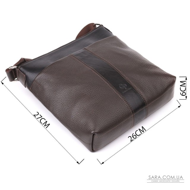 Стильна сумка через плече для чоловіків із натуральної шкіри GRANDE PELLE 22884 Коричневий Стильна сумка через плече для чоловіків із натуральної шкіри GRANDE PELLE 22884 Коричневий