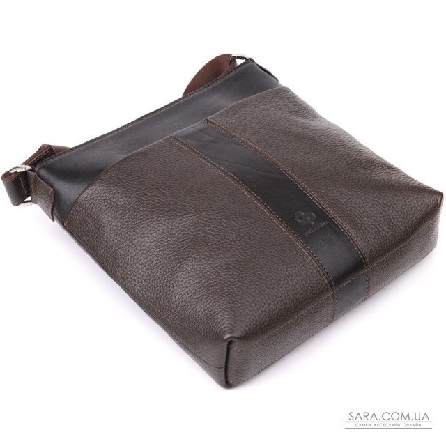 Стильна сумка через плече для чоловіків із натуральної шкіри GRANDE PELLE 22884 Коричневий Стильна сумка через плече для чоловіків із натуральної шкіри GRANDE PELLE 22884 Коричневий