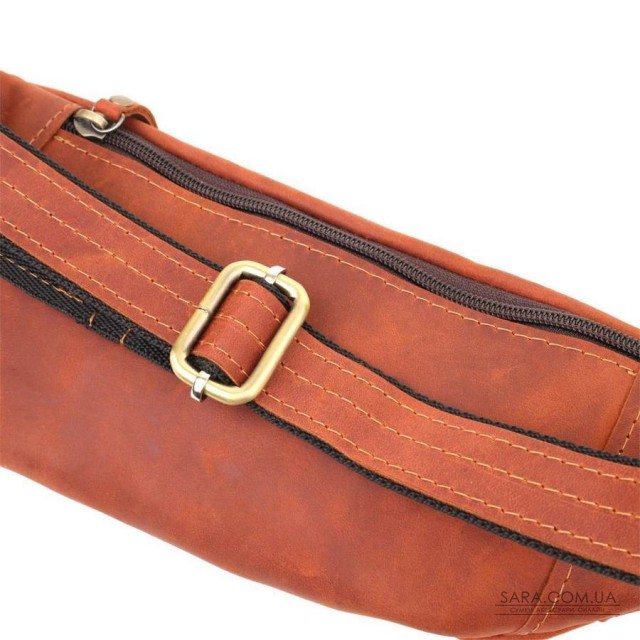 Практична сумка-бананка для чоловіків із натуральної вінтажної шкіри Shvigel 23122 Рудий Практична сумка-бананка для чоловіків із натуральної вінтажної шкіри Shvigel 23122 Рудий