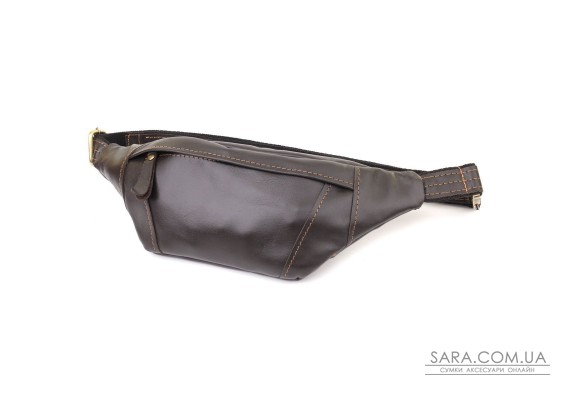 Чоловіча сумка-бананка компактного розміру з натуральної шкіри Shvigel 23126 Коричневий