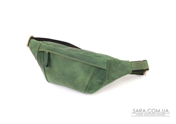 Модна сумка-бананка для чоловіків з натуральної vintage шкіри Shvigel 23124 Зелений