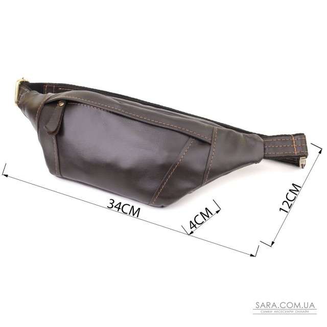 Чоловіча сумка-бананка компактного розміру з натуральної шкіри Shvigel 23126 Коричневий Чоловіча сумка-бананка компактного розміру з натуральної шкіри Shvigel 23126 Коричневий