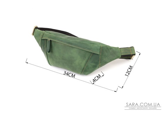 Модна сумка-бананка для чоловіків з натуральної vintage шкіри Shvigel 23124 Зелений