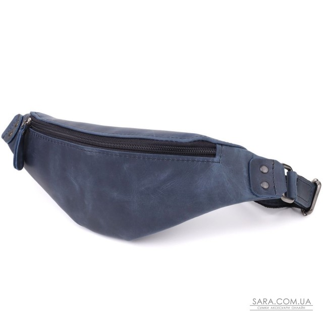 Чоловіча зручна бананка з натуральної вінтажної шкіри Shvigel 23132 Синій Чоловіча зручна бананка з натуральної вінтажної шкіри Shvigel 23132 Синій