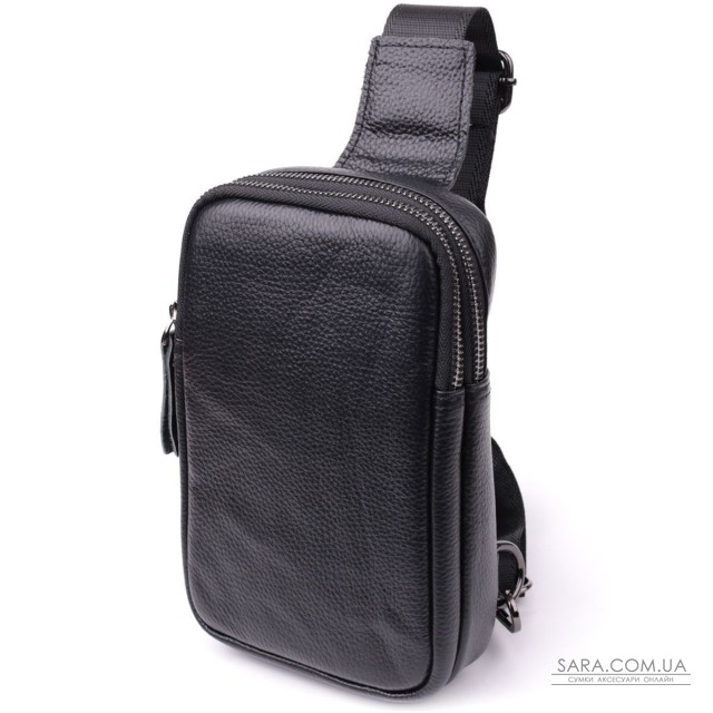 Невелика слінг сумка для чоловіків з натуральної шкіри Vintage sale_15105 Чорний Невелика слінг сумка для чоловіків з натуральної шкіри Vintage sale_15105 Чорний