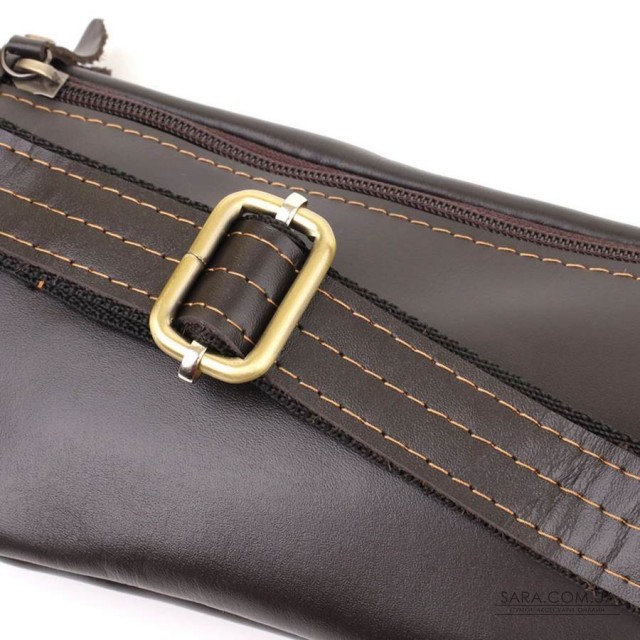 Чоловіча сумка-бананка компактного розміру з натуральної шкіри Shvigel 23126 Коричневий Чоловіча сумка-бананка компактного розміру з натуральної шкіри Shvigel 23126 Коричневий