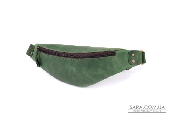 Містка бананка для чоловіків з натуральної вінтажної шкіри Shvigel 23133 Зелений