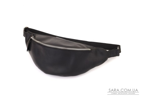 Надійна сумка бананка для чоловіків із вінтажної натуральної шкіри Shvigel 23138 Чорний