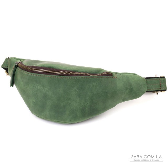 Стильна чоловіча бананка відмінної якості з натуральної шкіри вінтажної шкіри Shvigel 23142 Зелений Стильна чоловіча бананка відмінної якості з натуральної шкіри вінтажної шкіри Shvigel 23142 Зелений